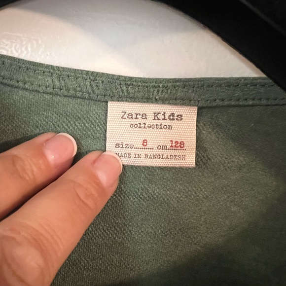 ZARA GIRLS TIE GREEN LONG SLEEVE TOP SIZE 8 EUC - Picture 3 of 6